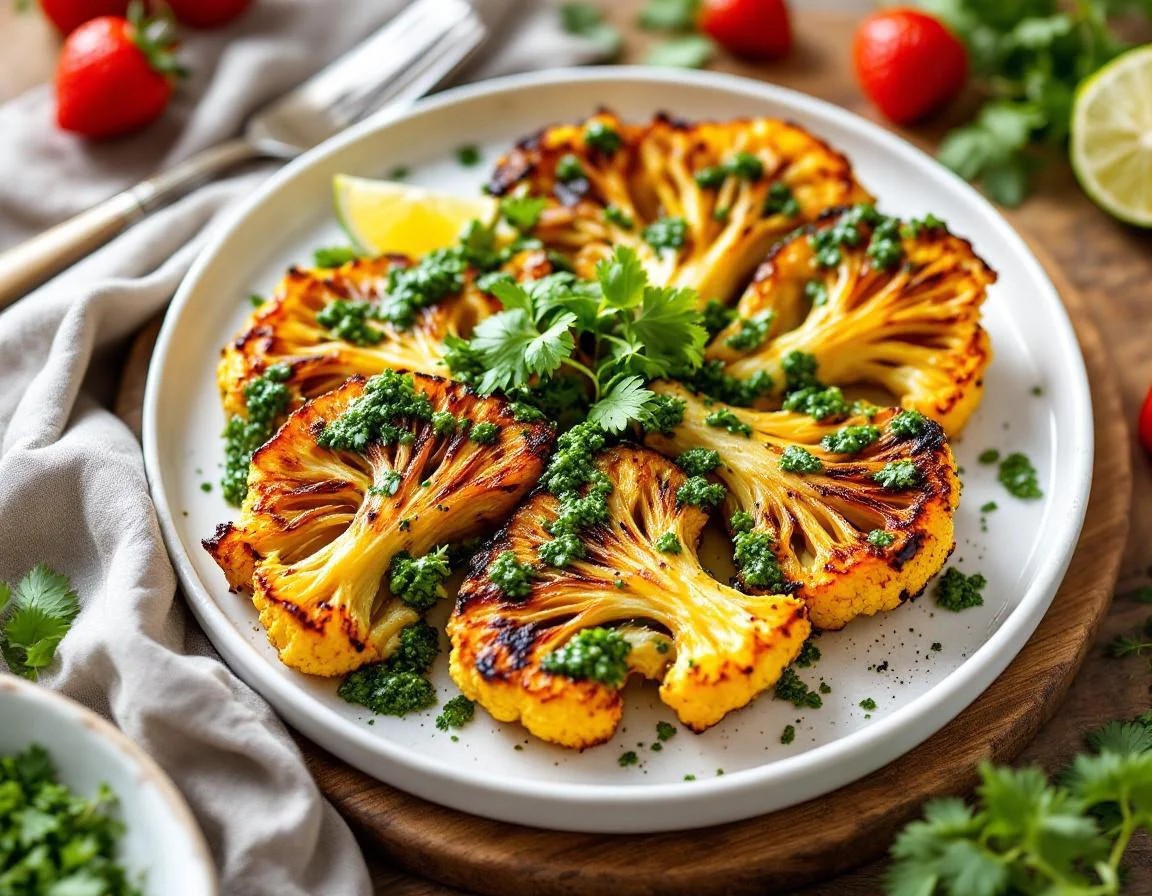 Roasted Cauliflower Steaks with Chimichurri